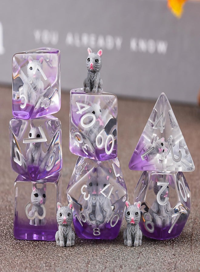 Maywin Cat DND Resin Dice Set, Polyhedral D&D Cat Dice Inclusion Dice for Dungeons and Dragons MTG RPG - Image 3